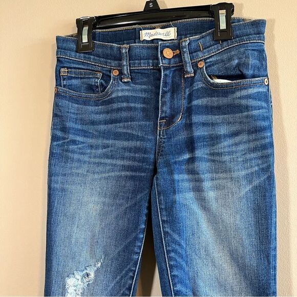 ✨ Madewell Women’s Dark Wash Skinny Skinny Jeans Distressed 24 - Picture 2 of 12